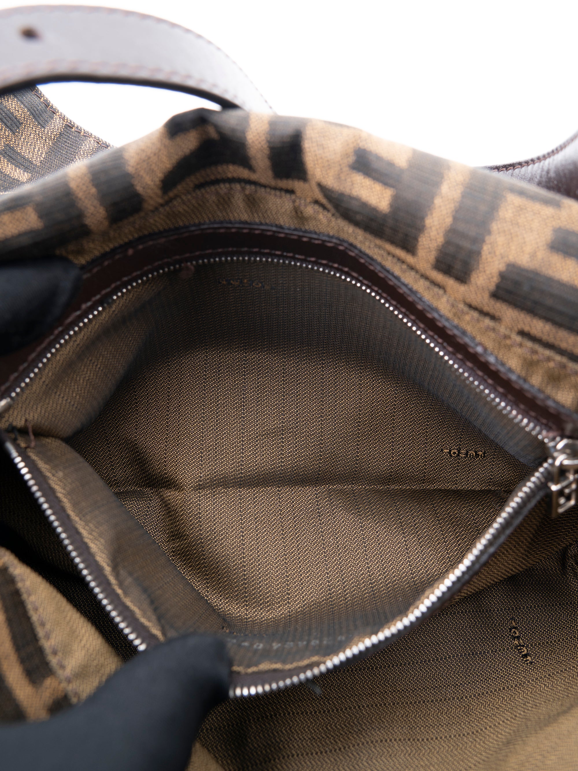 Fendi Zucca Mamma Baguette Shoulder Bag Canvas Brown Silver Hardware