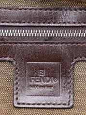 Fendi Zucca Mamma Baguette Shoulder Bag Canvas Brown Silver Hardware