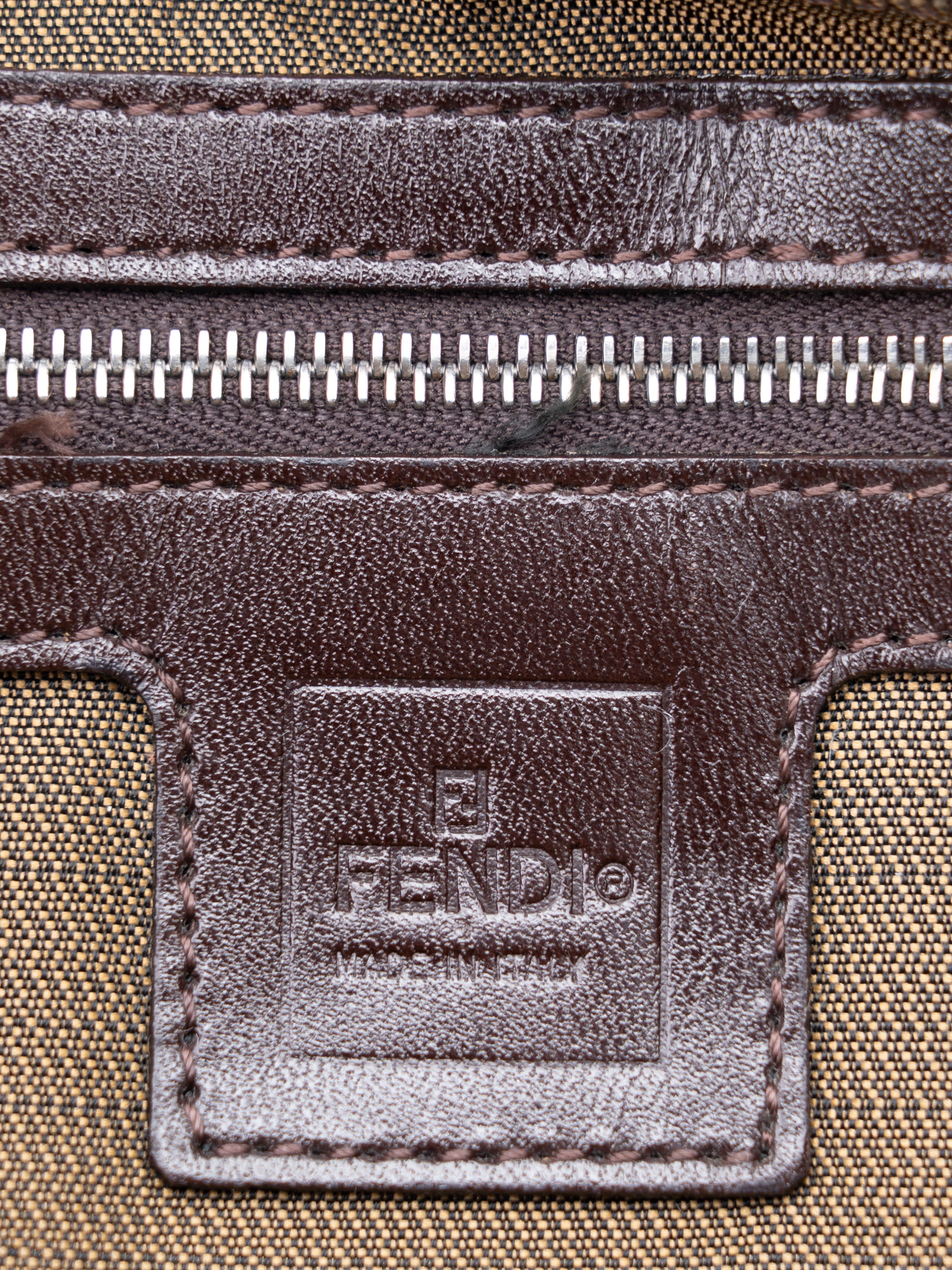 Fendi Zucca Mamma Baguette Shoulder Bag Canvas Brown Silver Hardware