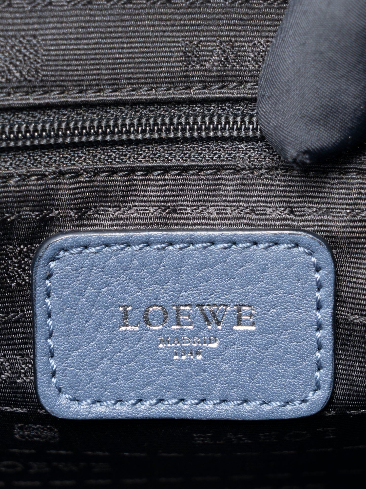 ロエベ アラモ ハンドバッグ ストラップ付き レザー ブルー シルバー金具