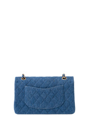 Chanel W Flap Matelassé 25 Shoulder Bag Denim Blue Gold Hardware