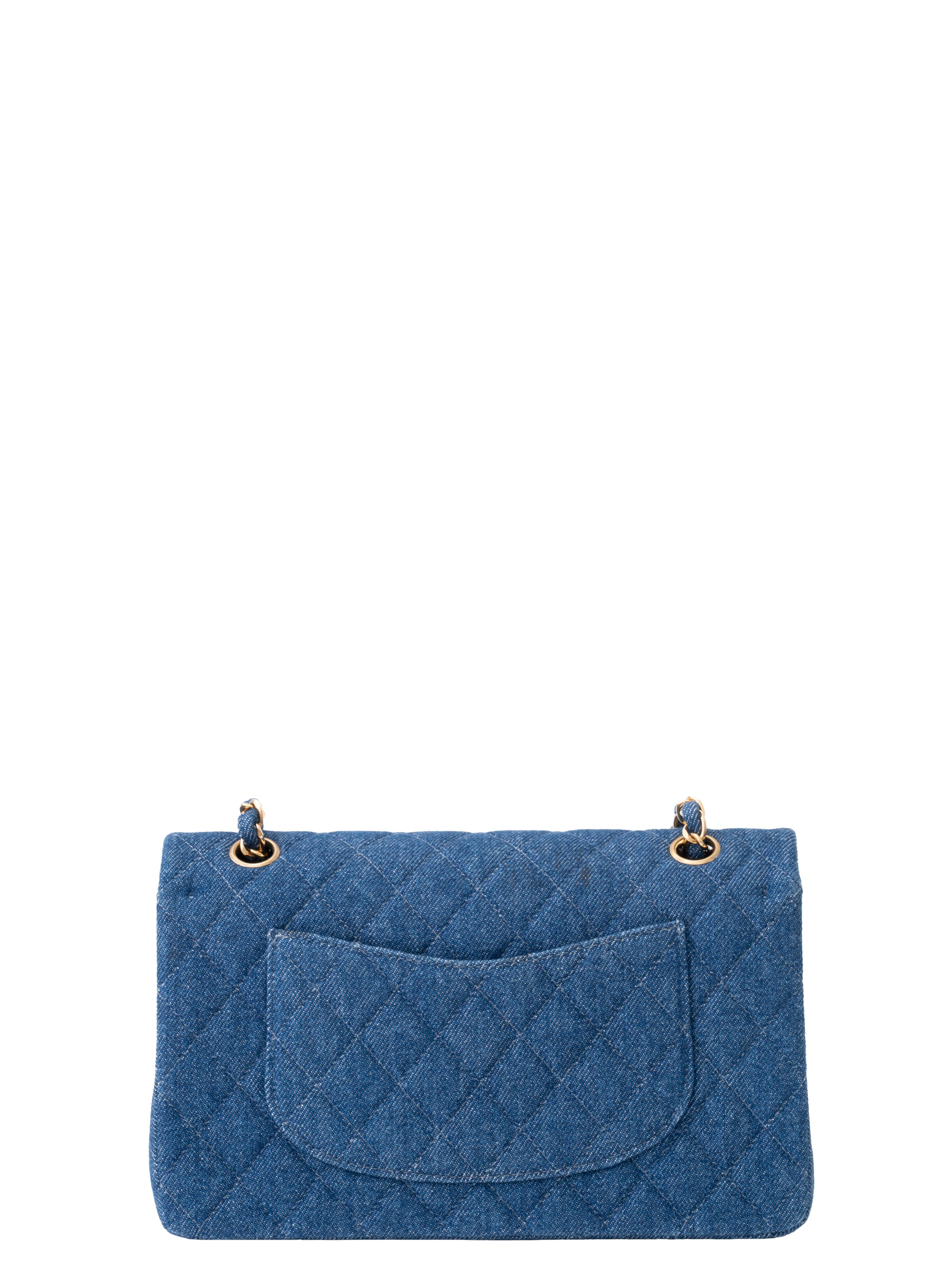 Chanel W Flap Matelassé 25 Shoulder Bag Denim Blue Gold Hardware