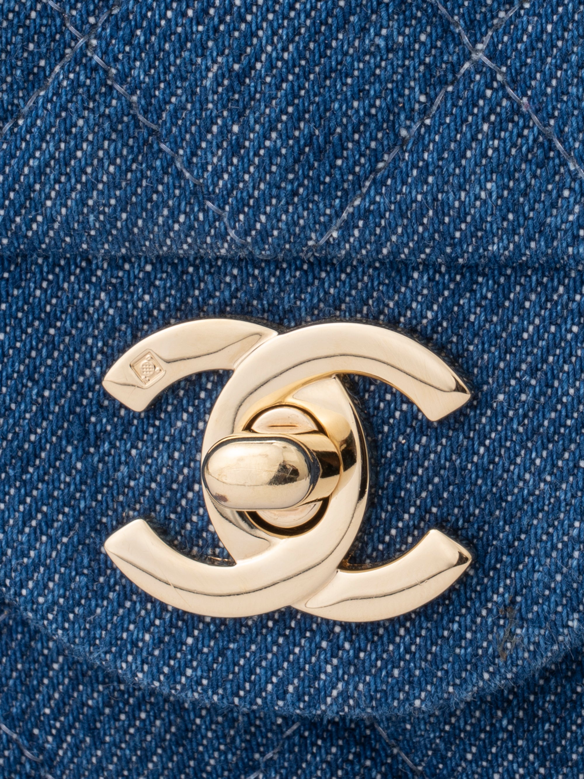 Chanel W Flap Matelassé 25 Shoulder Bag Denim Blue Gold Hardware