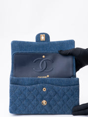 Chanel W Flap Matelassé 25 Shoulder Bag Denim Blue Gold Hardware