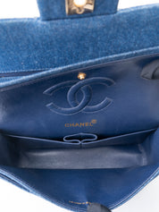 Chanel W Flap Matelassé 25 Shoulder Bag Denim Blue Gold Hardware