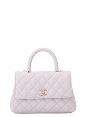 CHANEL Matelasse Coco Handle XS Serial Plate Handbag Caviar Skin Light Purple Gold Hardware