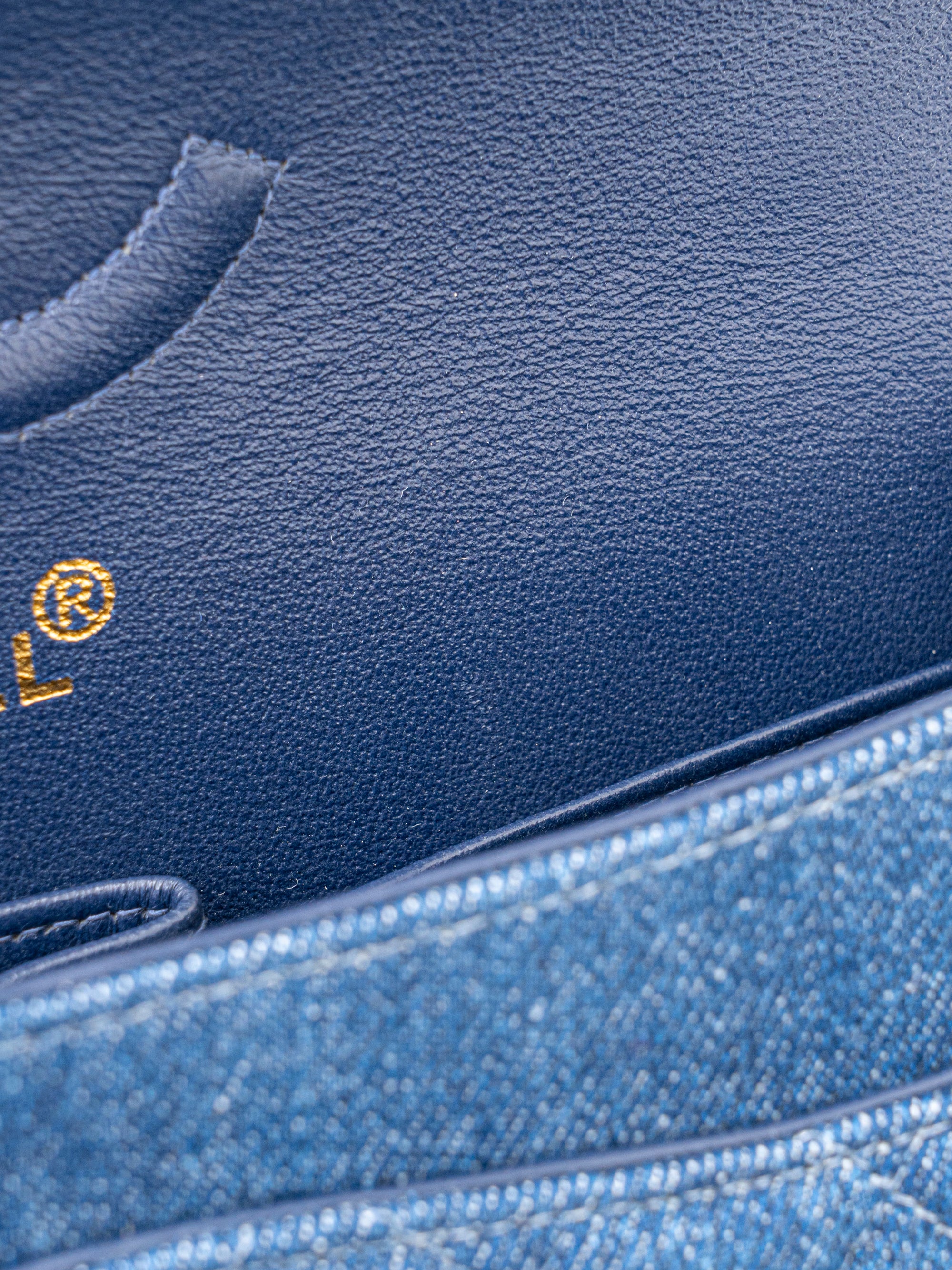Chanel W Flap Matelassé 25 Shoulder Bag Denim Blue Gold Hardware