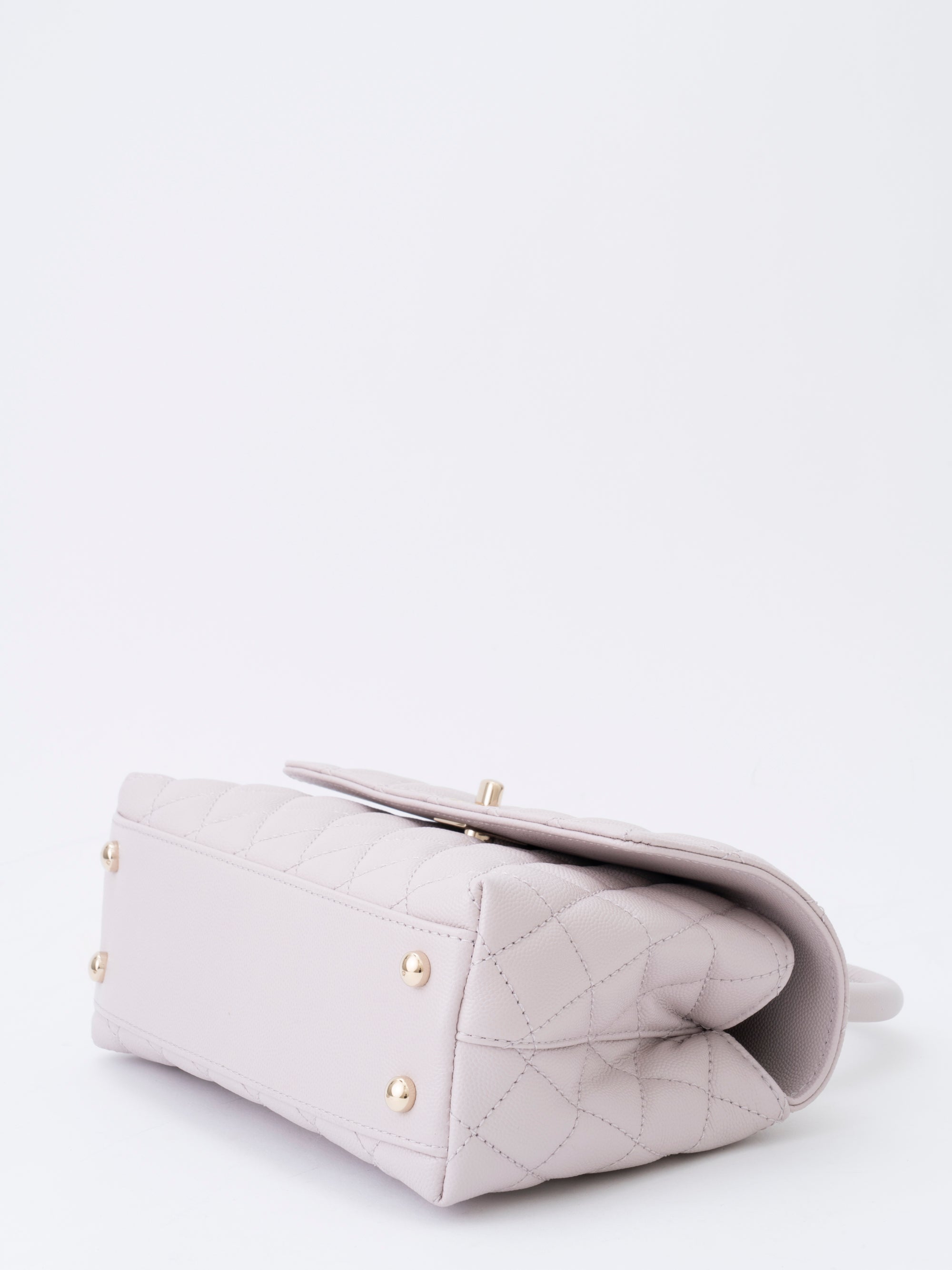 CHANEL Matelasse Coco Handle XS Serial Plate Handbag Caviar Skin Light Purple Gold Hardware