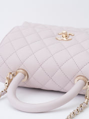 CHANEL Matelasse Coco Handle XS Serial Plate Handbag Caviar Skin Light Purple Gold Hardware