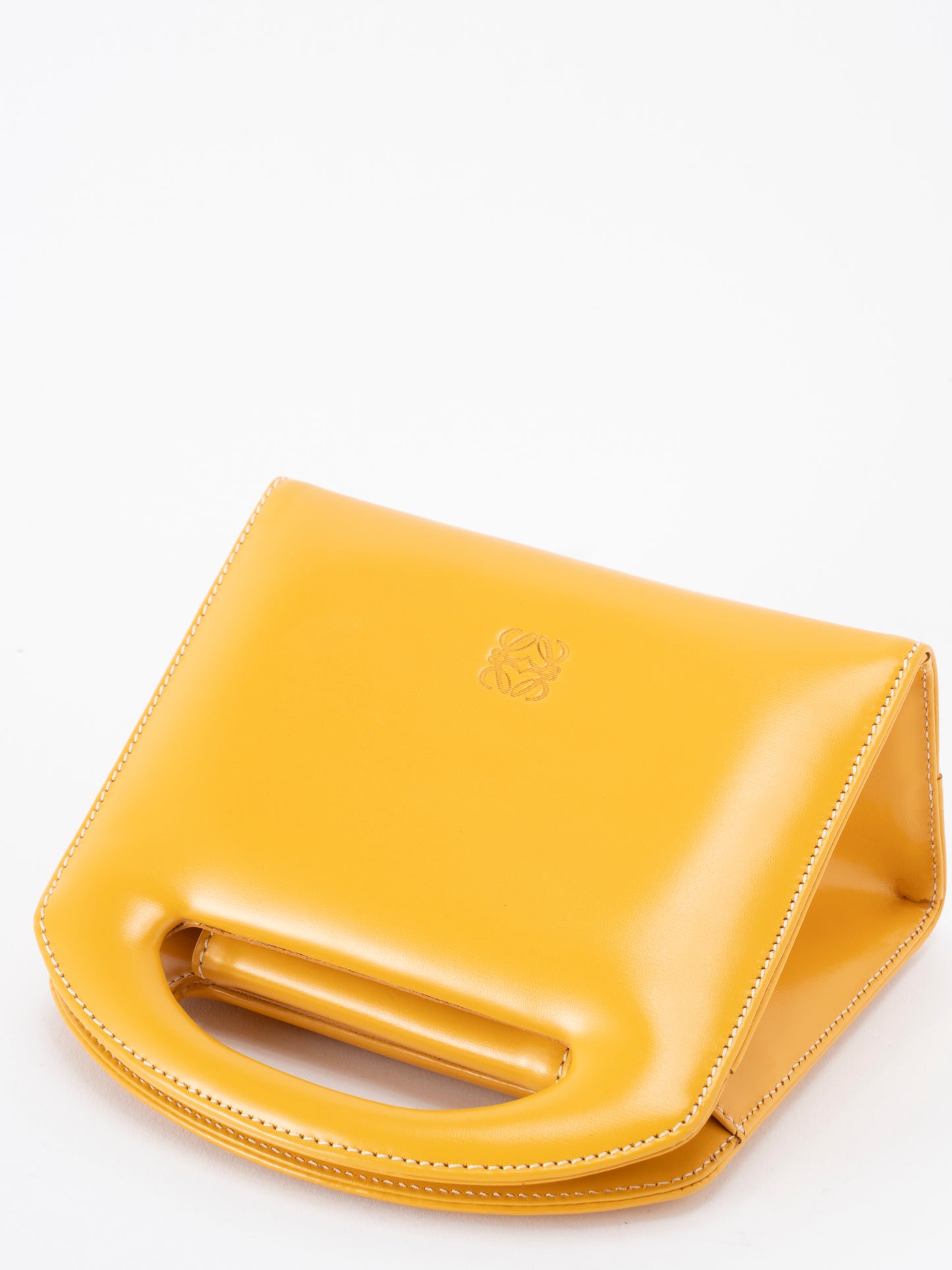 ロエベ アナグラム 2WAY ハンドバッグ レザー イエロー ゴールド金具