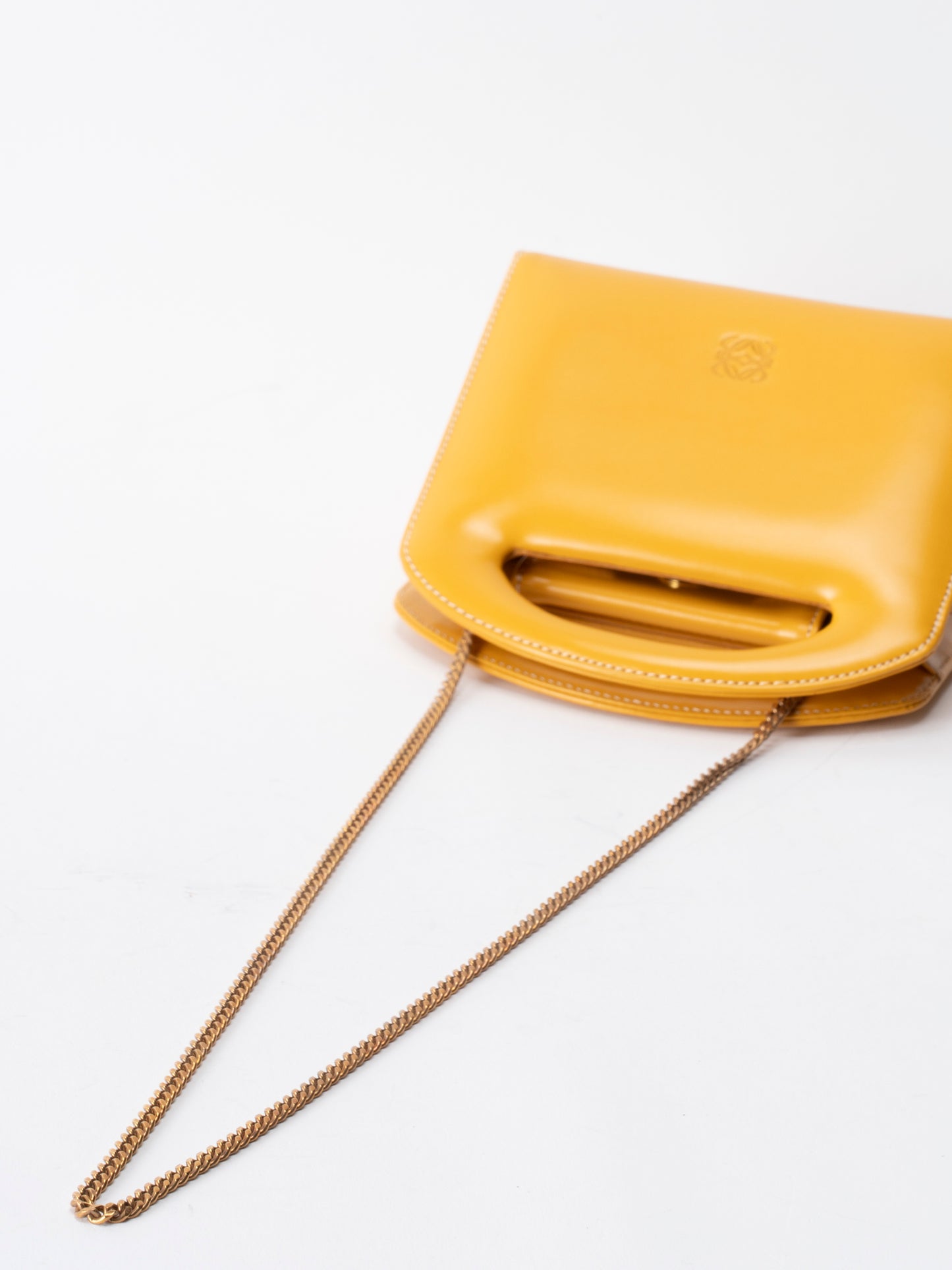 ロエベ アナグラム 2WAY ハンドバッグ レザー イエロー ゴールド金具