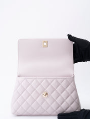 CHANEL Matelasse Coco Handle XS Serial Plate Handbag Caviar Skin Light Purple Gold Hardware