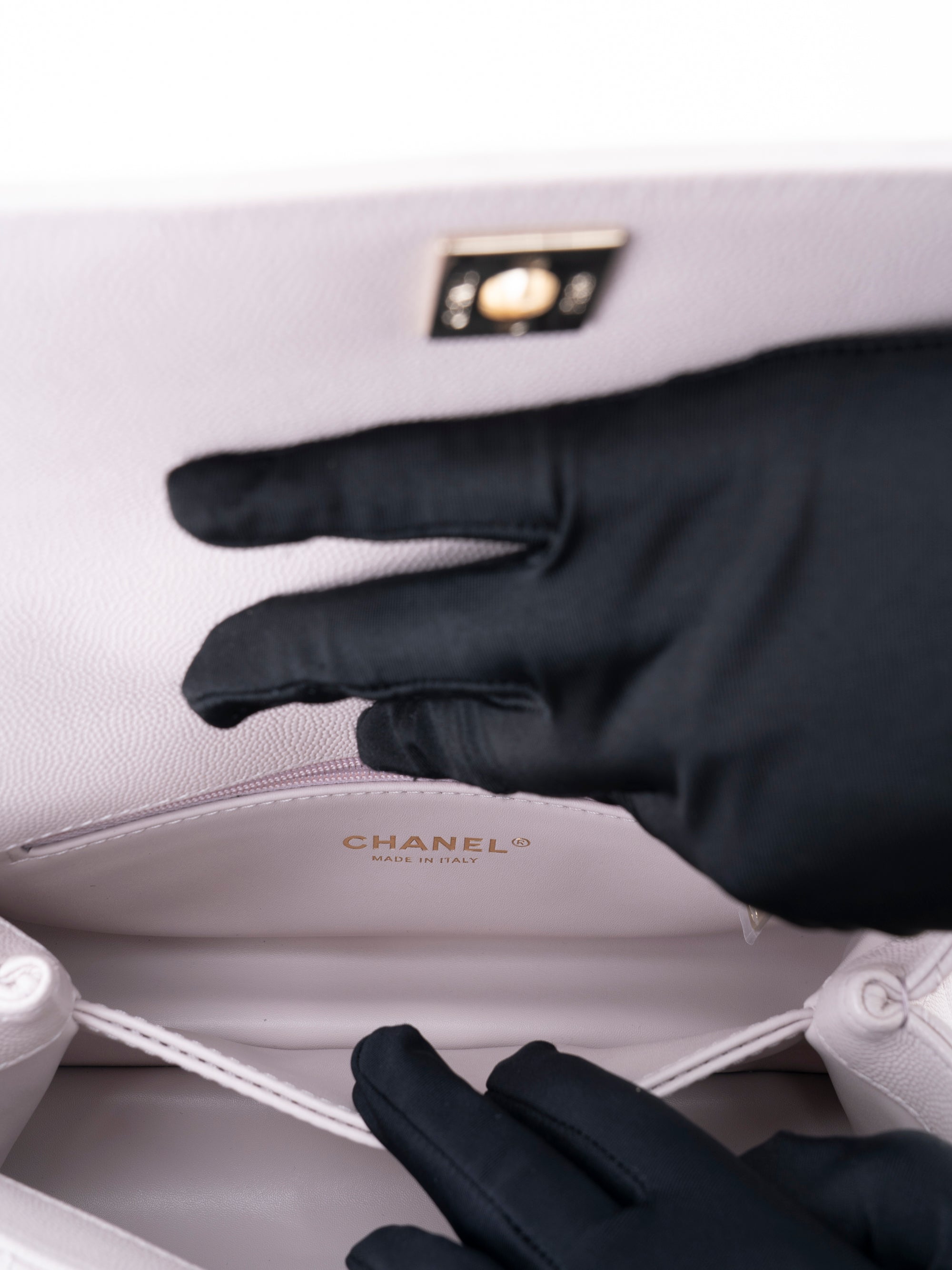 CHANEL Matelasse Coco Handle XS Serial Plate Handbag Caviar Skin Light Purple Gold Hardware