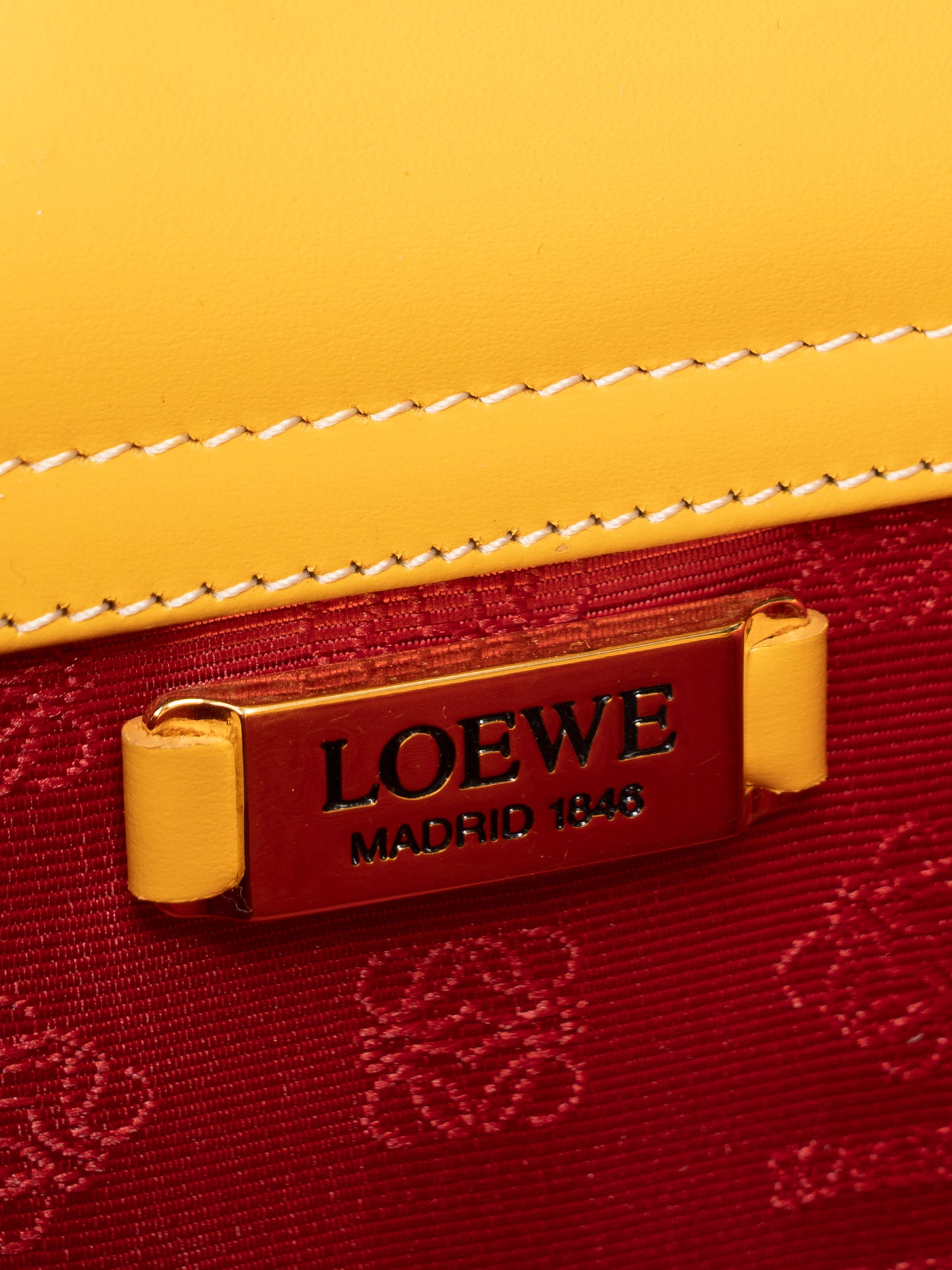 ロエベ アナグラム 2WAY ハンドバッグ レザー イエロー ゴールド金具