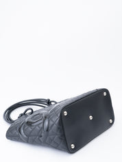 CHANEL Cambon Line Tote Bag Coco Mark Calfskin Black Silver Hardware