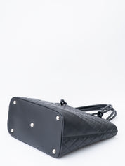 CHANEL Cambon Line Tote Bag Coco Mark Calfskin Black Silver Hardware