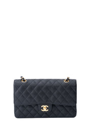 Chanel W Flap Matelassé 25 Shoulder Bag Caviar Skin Black Gold Hardware