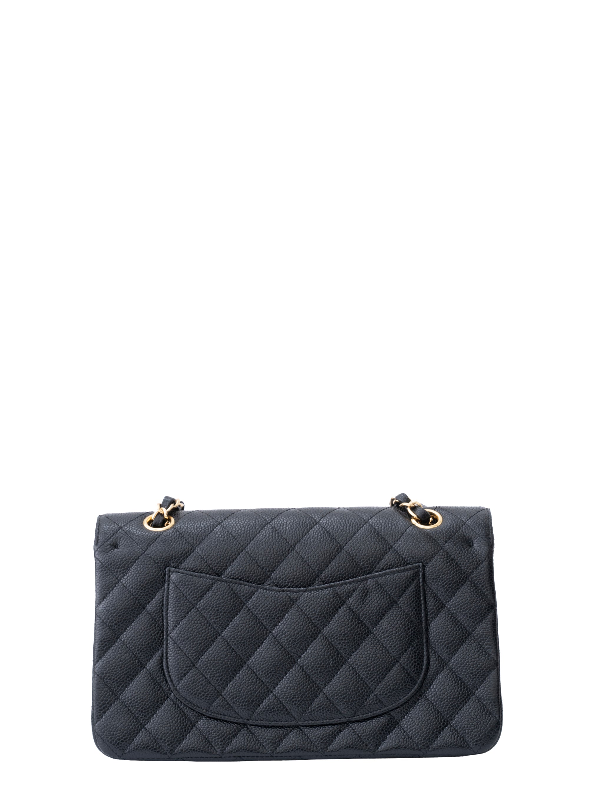 Chanel W Flap Matelassé 25 Shoulder Bag Caviar Skin Black Gold Hardware