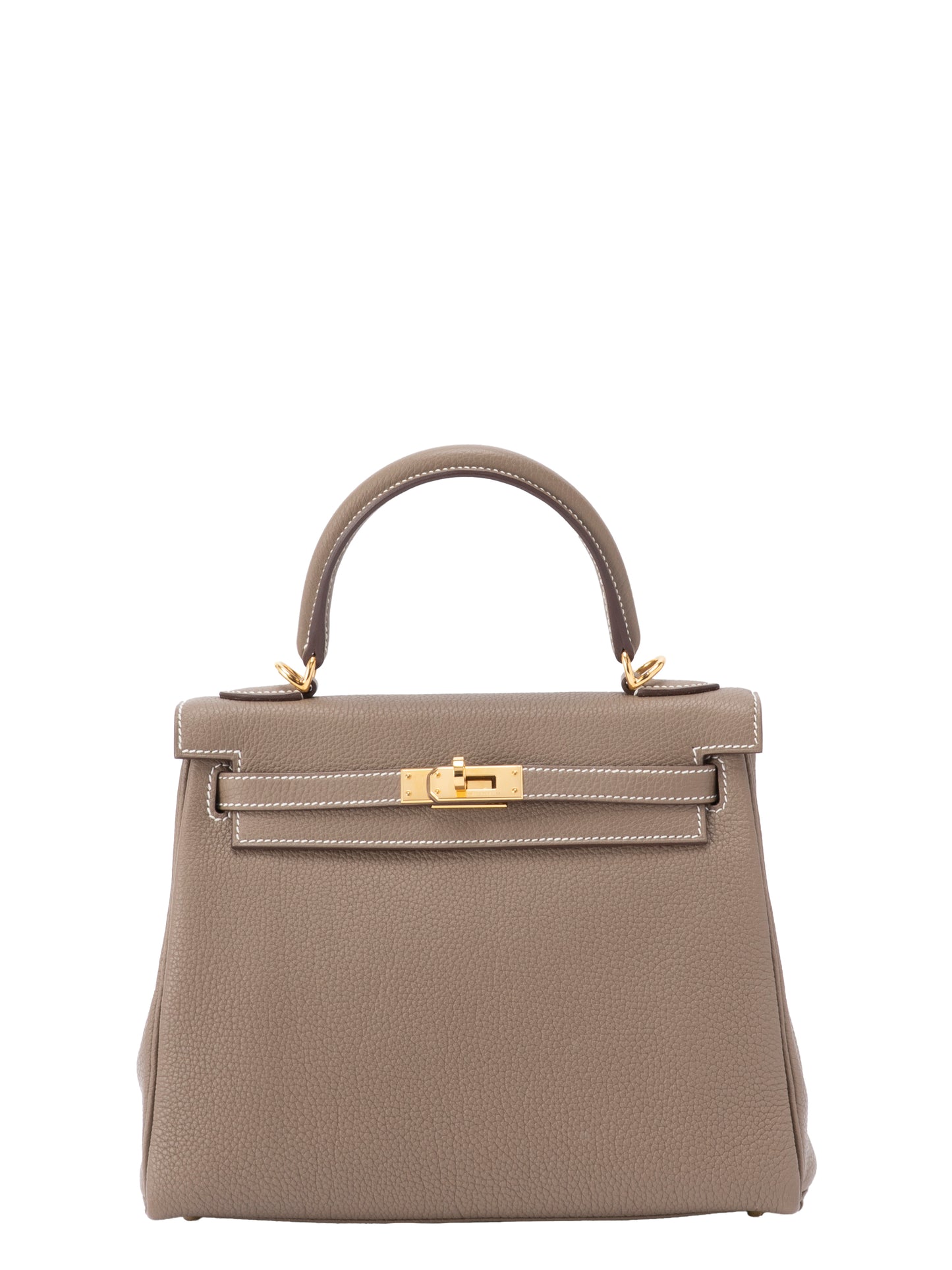 エルメス ケリー25 ハンドバッグ 内縫い B刻:2023年 トゴ エトゥープ18 ゴールド金具