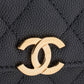 シャネル マトラッセ チェーンクラッチ ランダムシリアル キャビアスキン ブラック ゴールド金具