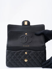Chanel W Flap Matelassé 25 Shoulder Bag Caviar Skin Black Gold Hardware