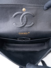 Chanel W Flap Matelassé 25 Shoulder Bag Caviar Skin Black Gold Hardware