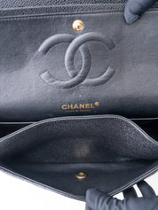 Chanel W Flap Matelassé 25 Shoulder Bag Caviar Skin Black Gold Hardware