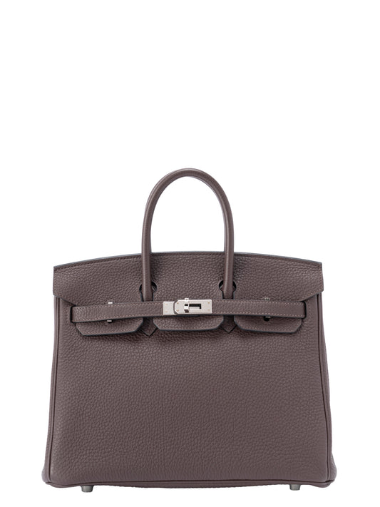 エルメス バーキン25 ハンドバッグ D刻:2019年 トゴ ショコラ47 シルバー金具