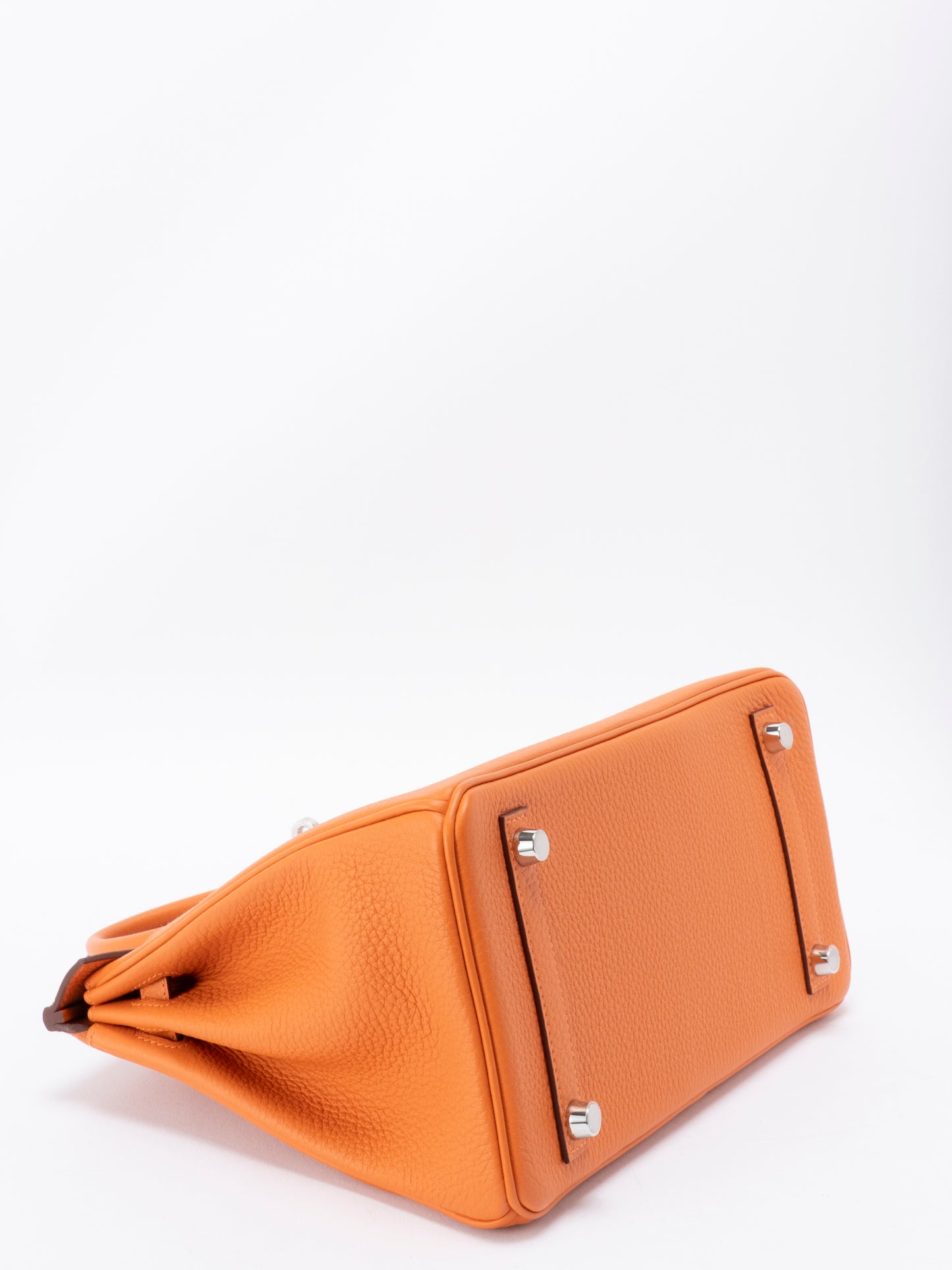 エルメス バーキン25 ハンドバッグ K刻:2025年 トゴ オレンジ93 シルバー金具 新品