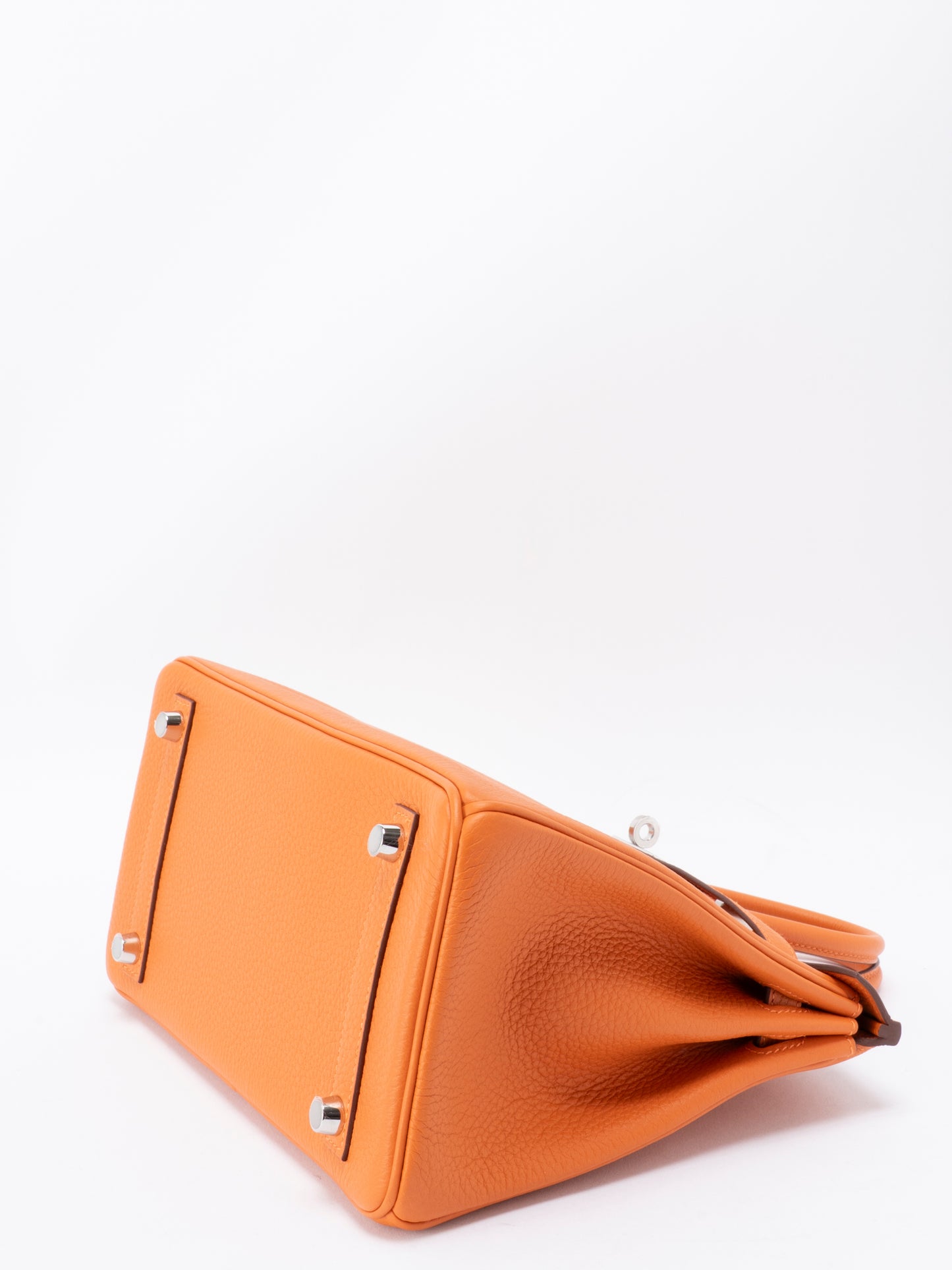 エルメス バーキン25 ハンドバッグ K刻:2025年 トゴ オレンジ93 シルバー金具 新品