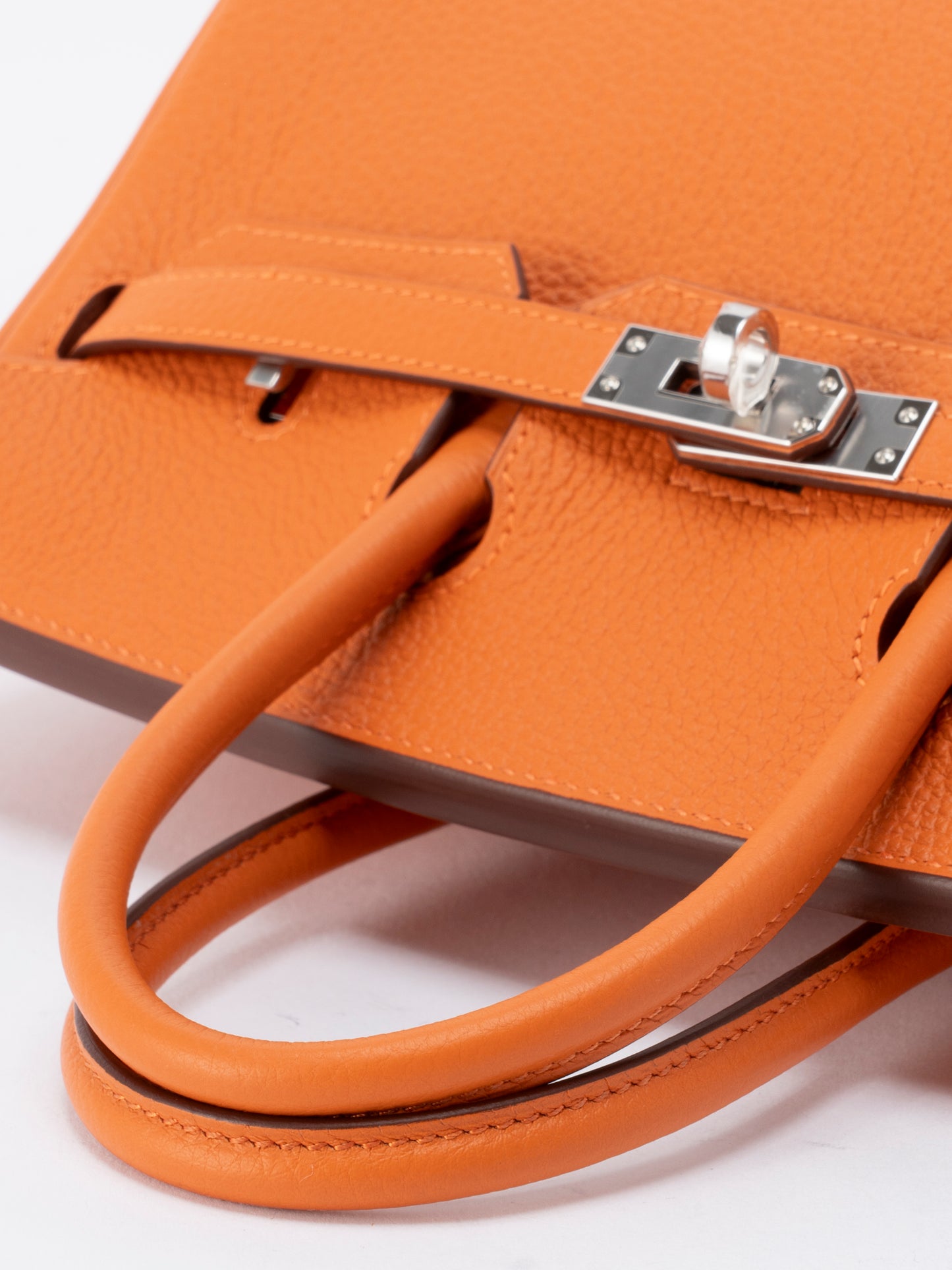 エルメス バーキン25 ハンドバッグ K刻:2025年 トゴ オレンジ93 シルバー金具 新品