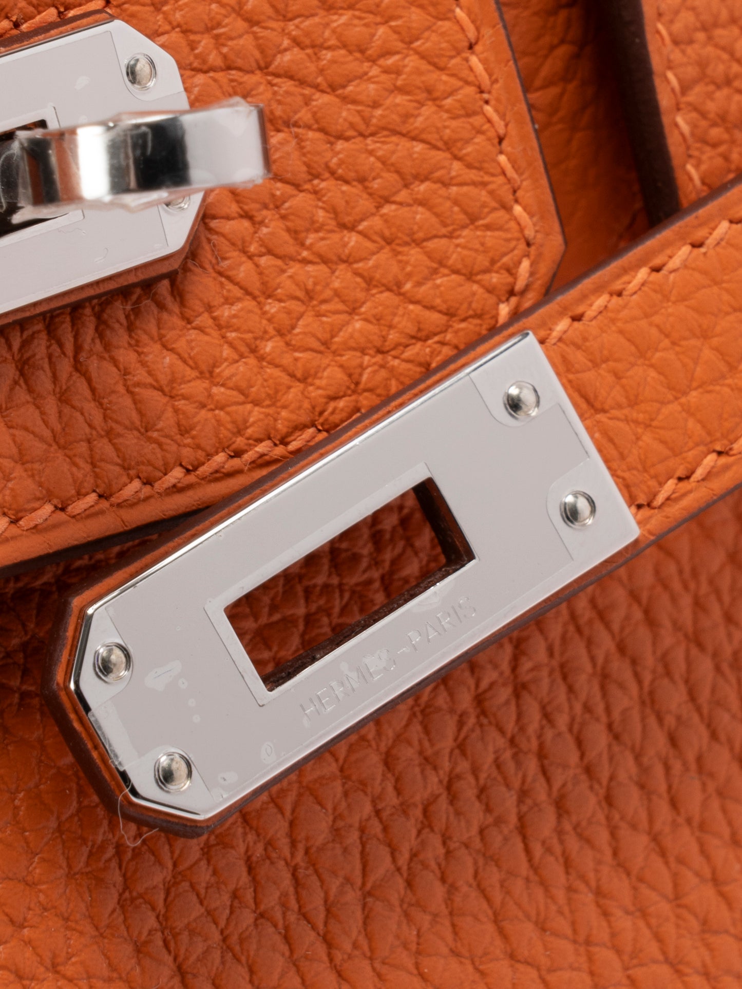 エルメス バーキン25 ハンドバッグ K刻:2025年 トゴ オレンジ93 シルバー金具 新品