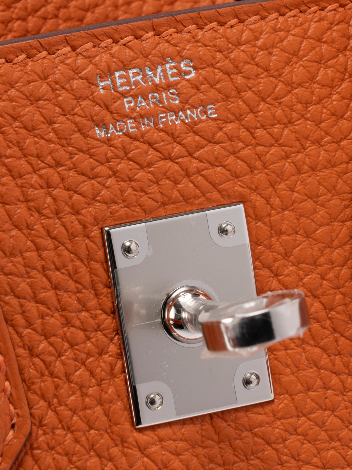 エルメス バーキン25 ハンドバッグ K刻:2025年 トゴ オレンジ93 シルバー金具 新品