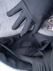 CHANEL Patchwork Chain Shoulder Bag Denim Multicolor Silver Hardware
