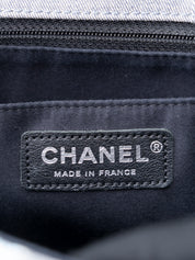 CHANEL Patchwork Chain Shoulder Bag Denim Multicolor Silver Hardware