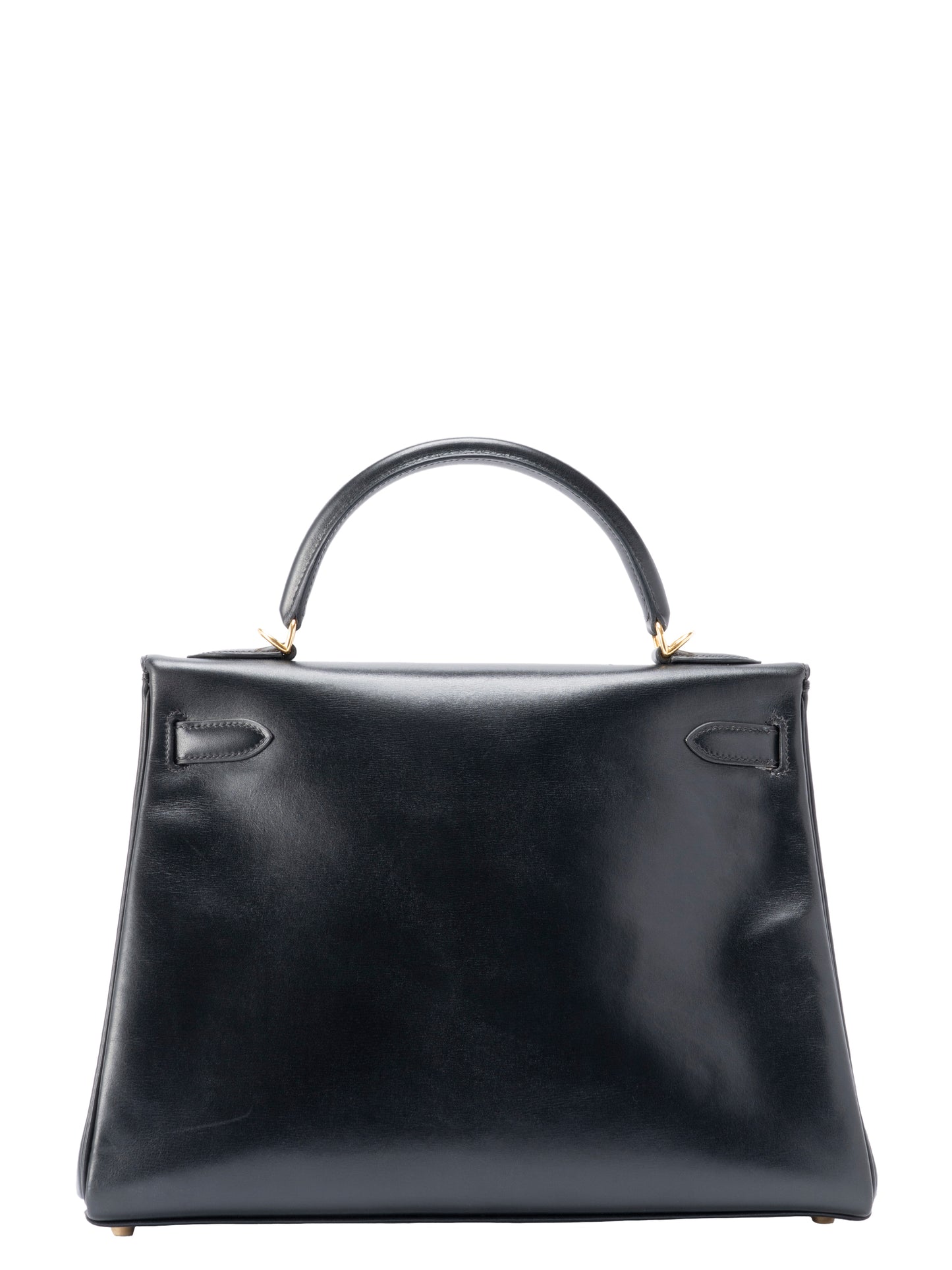 エルメス ケリー32 ハンドバッグ 内縫い □E刻:2001年 ボックスカーフ ブラック ゴールド金具