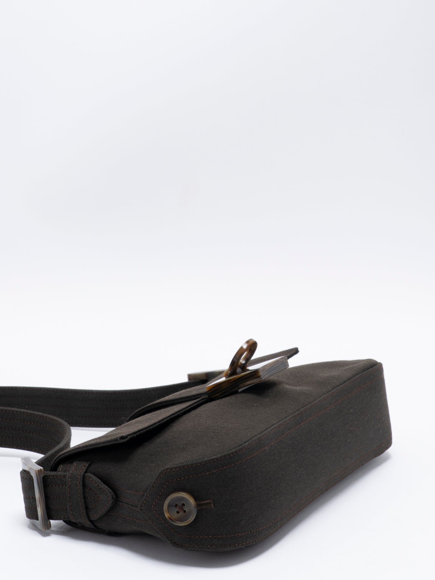 フェラガモ べっ甲柄 ガンチーニ ワンショルダーバッグ キャンバス ブラウン