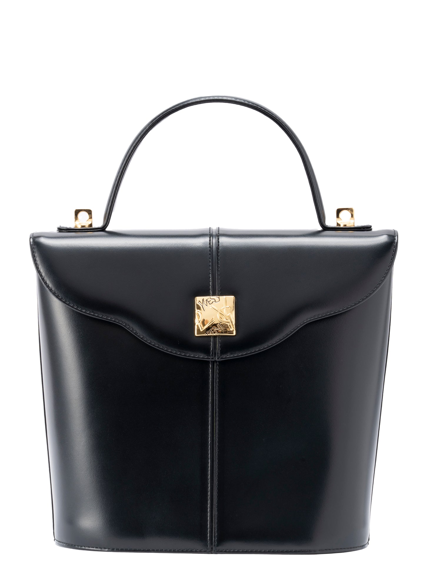 サンローラン トップハンドル 2WAYハンドバッグ レザー ブラック ゴールド金具