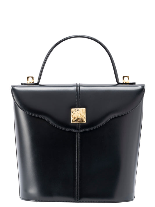 サンローラン トップハンドル 2WAYハンドバッグ レザー ブラック ゴールド金具