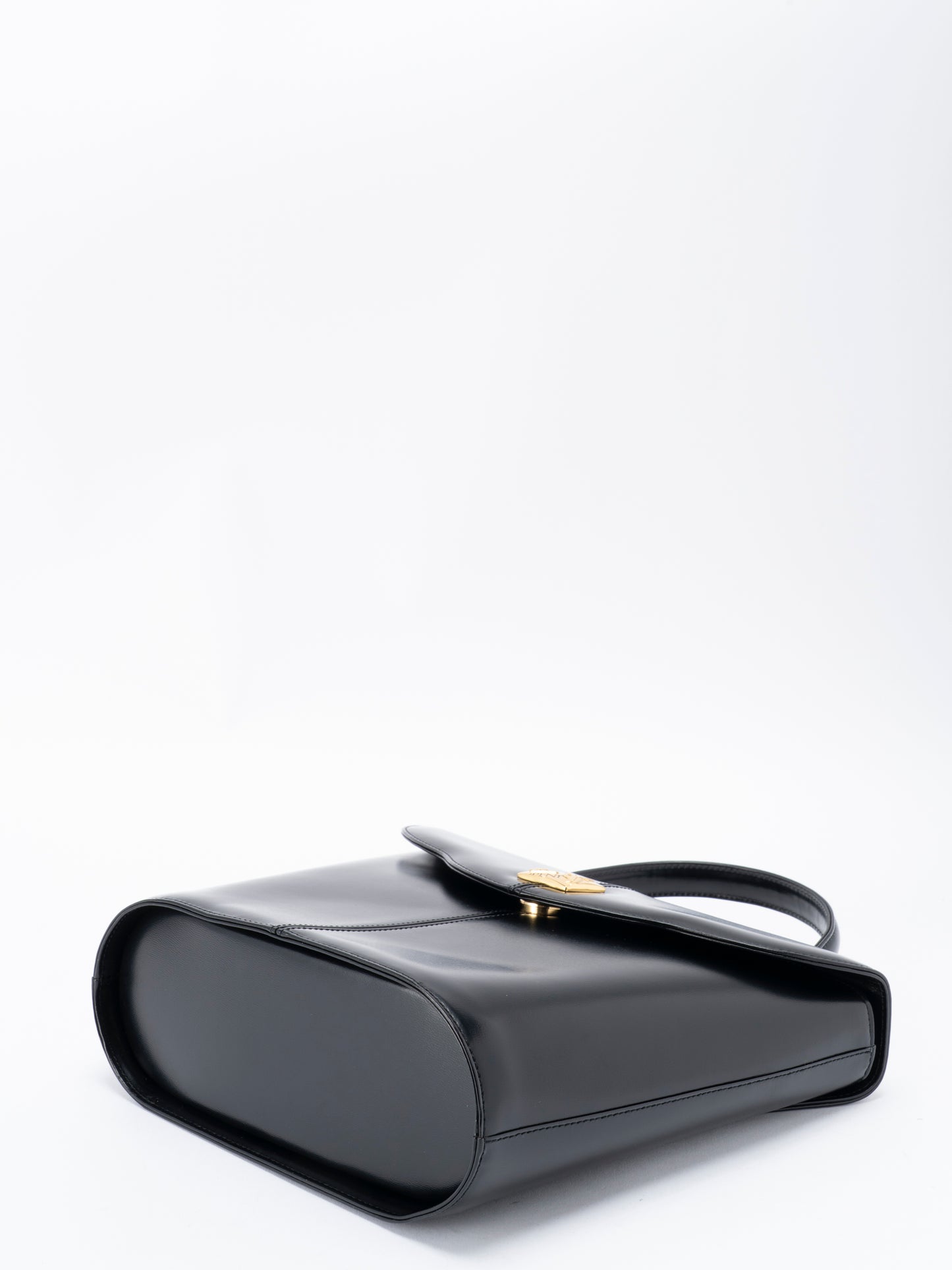 サンローラン トップハンドル 2WAYハンドバッグ レザー ブラック ゴールド金具