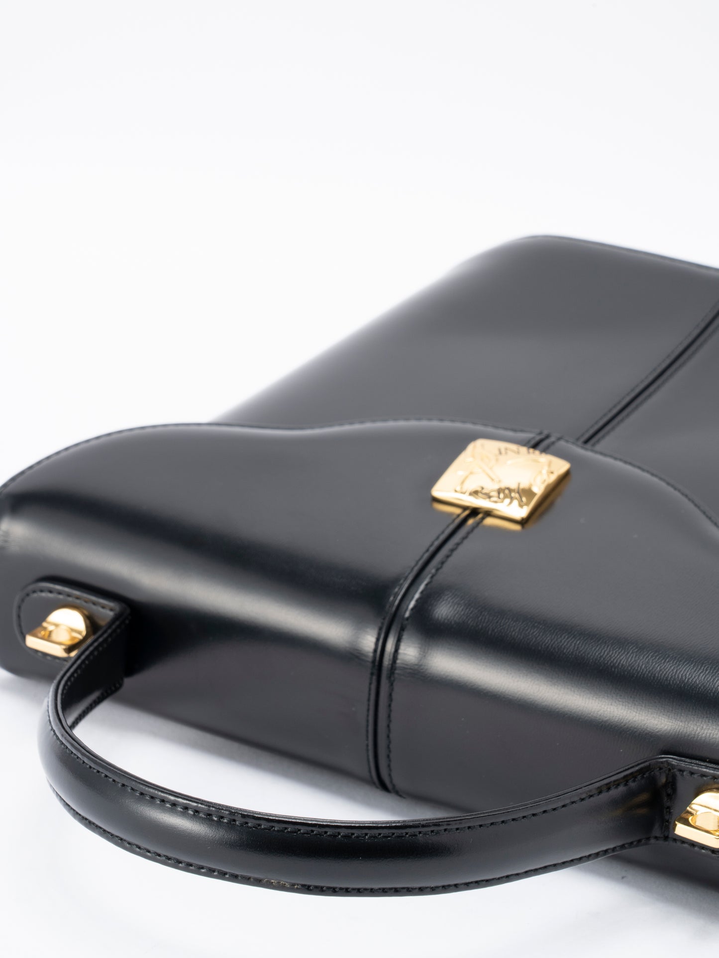 サンローラン トップハンドル 2WAYハンドバッグ レザー ブラック ゴールド金具