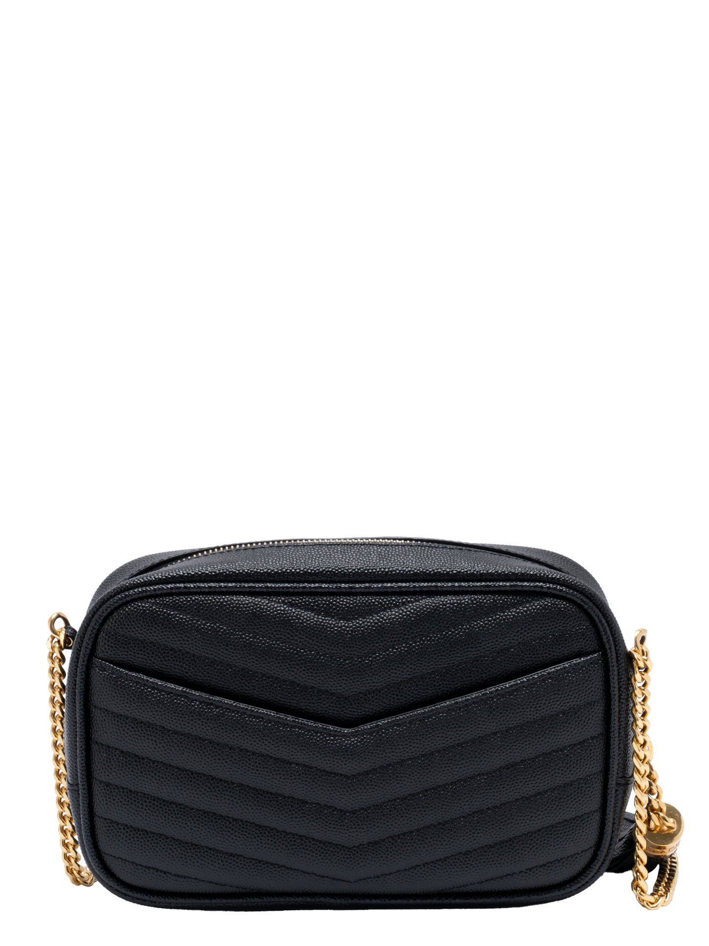 サンローラン ルー フリンジ チェーンショルダーバッグ レザー ブラック ゴールド金具