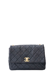 Chanel Matelassé Pearl Chain Shoulder Bag Lambskin Black Gold-Tone Hardware