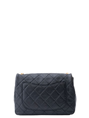 Chanel Matelassé Pearl Chain Shoulder Bag Lambskin Black Gold-Tone Hardware
