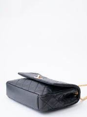 Chanel Matelassé Pearl Chain Shoulder Bag Lambskin Black Gold-Tone Hardware