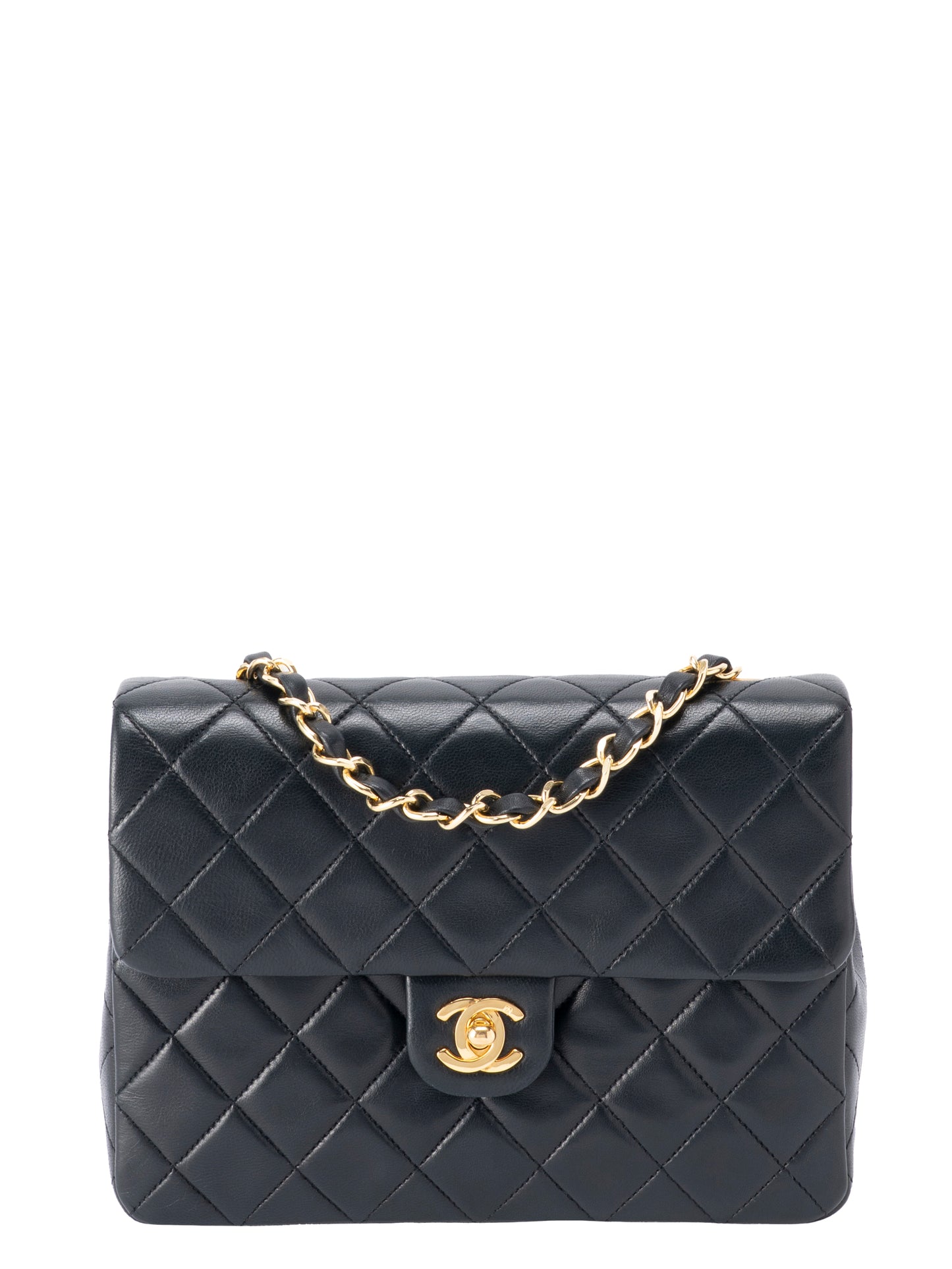 シャネル ミニマトラッセ20 チェーンショルダーバッグ ラムスキン ブラック ゴールド金具