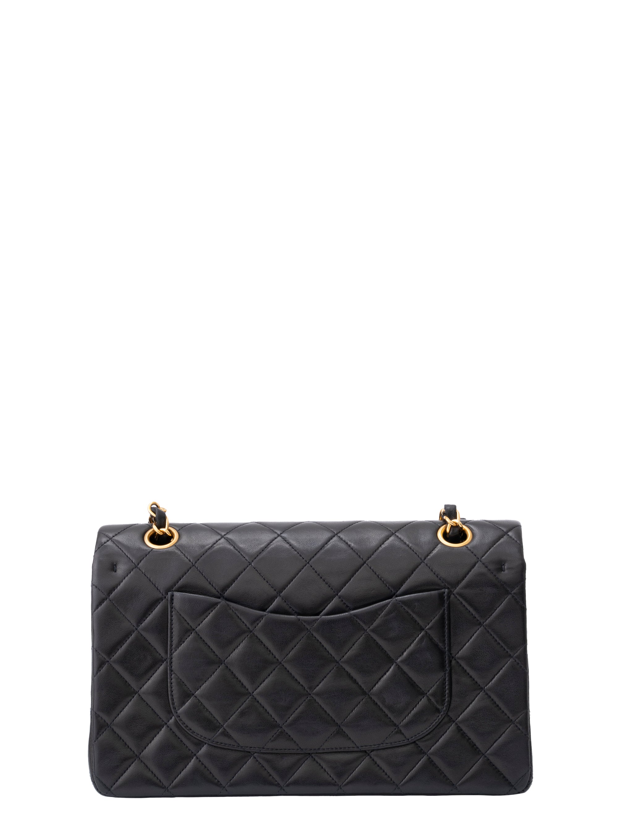 CHANEL Classic Double Flap Matelassé 25 Chain Shoulder Bag, Lambskin, Black, Gold Hardware