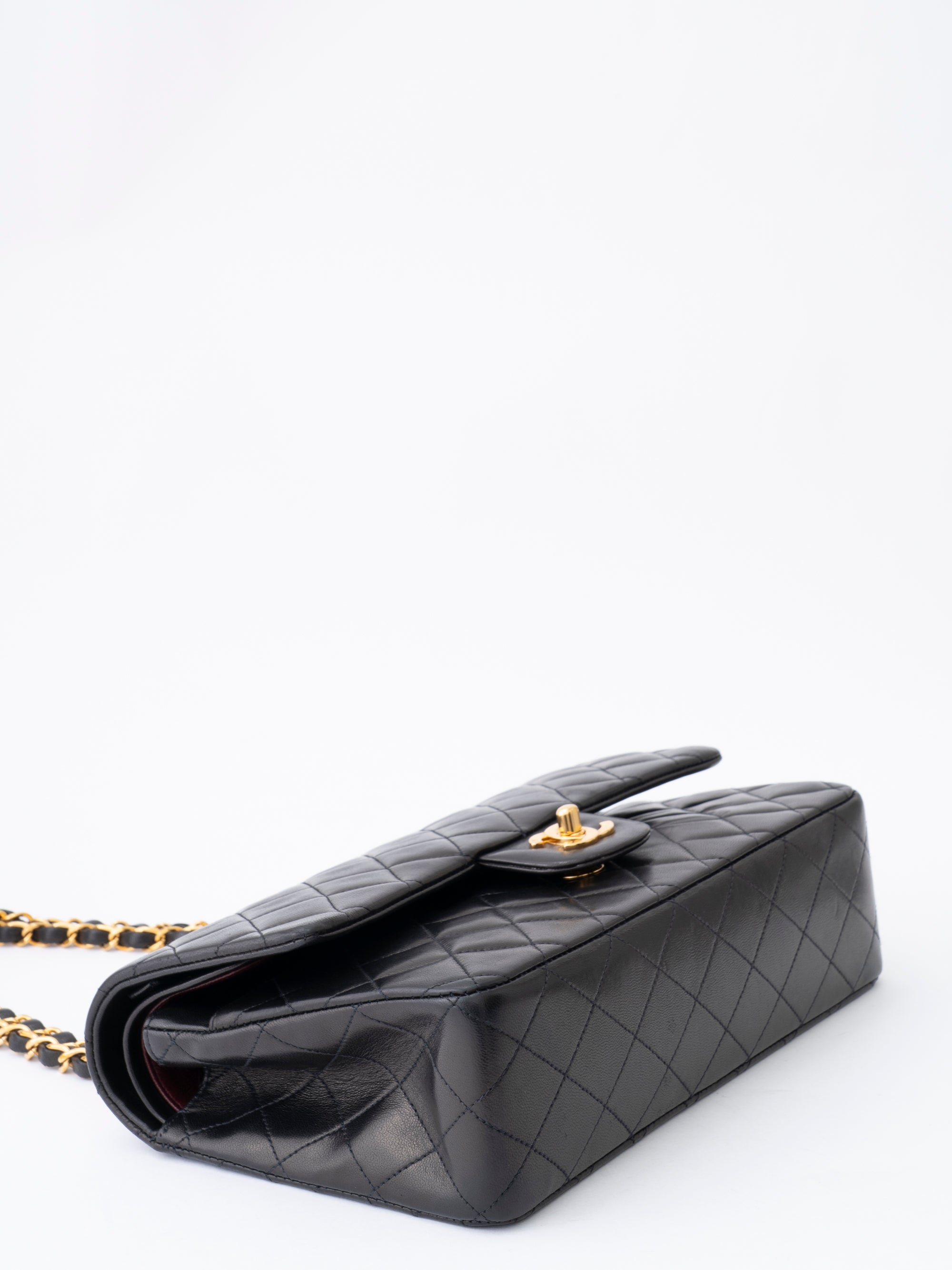 CHANEL Classic Double Flap Matelassé 25 Chain Shoulder Bag, Lambskin, Black, Gold Hardware