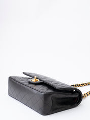CHANEL Classic Double Flap Matelassé 25 Chain Shoulder Bag, Lambskin, Black, Gold Hardware