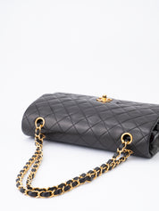 CHANEL Classic Double Flap Matelassé 25 Chain Shoulder Bag, Lambskin, Black, Gold Hardware